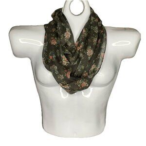 Lightweight Dark Blue Floral Infinity Scarf